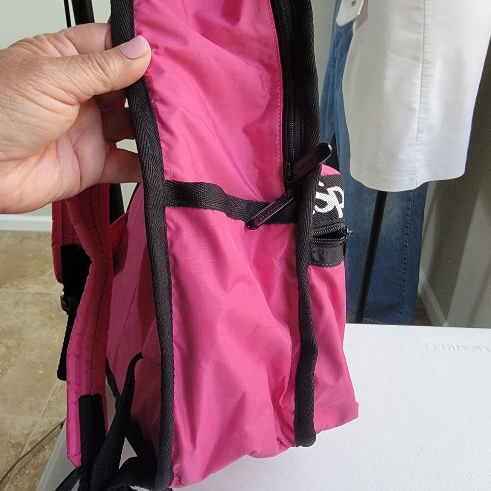 LeSportsac Backpack Pink Spell Out Logo Webbing Lightweight Nylon Bag